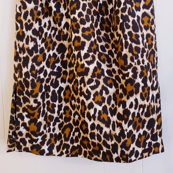 J Crew Women Skirt 8P Leopard Animal Print Linen Blend knee length Style #L3113 - Picture 6 of 14